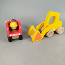 PlanToys Bundle Set von 4 Polizei Zug Bagger Feuerwehr