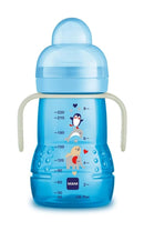 MAM Silikon Trainer Night 4+Monate, 220 ml hellblau, mit beleuchteten Griffen im Dunkeln