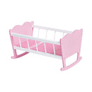 PINOLINO Puppenwiege Jasmin, Set 4-tlg - rosa & weiß, inkl. Bettzeug Kleine Herzen, Holz, MDF, Puppenbett für Kinder ab 2 Jahren