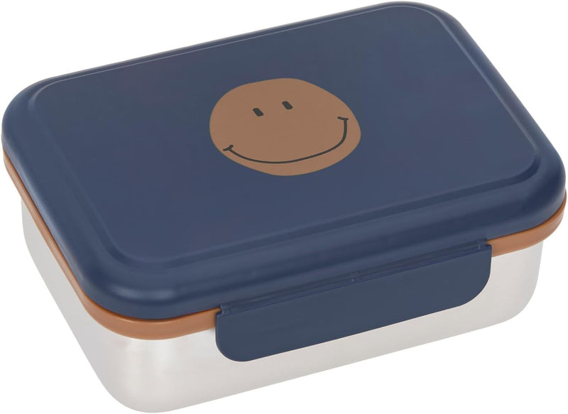 LÄSSIG Kinder Brotdose Edelstahl Lunchbox Frühstücksbox Nachhaltig Kindergarten Schule/Lunchbox Stainless Steel Little Gang Smile navy