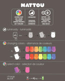 Nattou LED-Nachtlicht Bär aus Silikon, 7 Farben, BPA-frei, 16 cm, Vegan, Silicon, Weiß