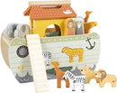 small foot Steckspiel Arche Noah „Safari“, Motorikspielzeug aus Holz mit 15 Tierfiguren, Taufgeschenke für Mädchen und Jungen, für Kinder ab 12 Monaten, 12456