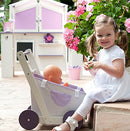roba Puppenwagen 'Fienchen', zur Tragetasche für Puppenbabys umfunktionierbar, inkl. textile Ausstattung, flieder/weiß