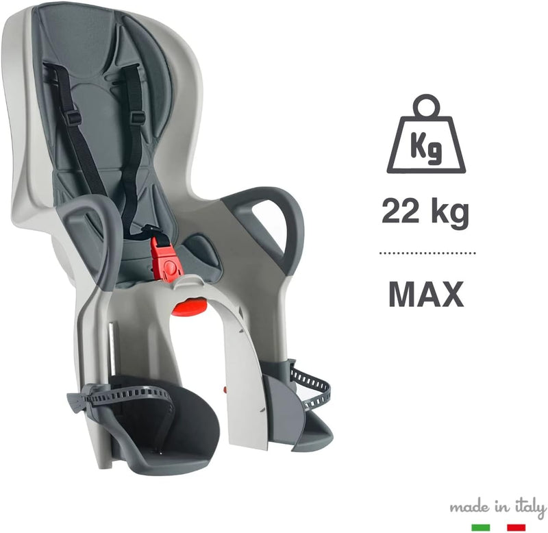 OKBABY 10+ - Fahrradsitz hinten für Kinder bis 22 kg mit Liegefunktion - Schwarz und Grau