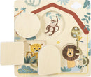 small foot Tiere Motorikbrett Schloss und Riegel „Safari“, Motorikspielzeug mit verschiedenen Verschlüssen, ab 3 Jahren, 12460