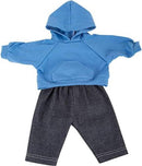 small foot 11779 Puppenkleidung, Blauer Kapuzenpullover und Hose in Jeans-Optik, ab Zwei Jahren