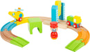 small foot 11493 Eisenbahnset aus Holz, mit Lok und Hubschrauber, in bunten Farben gehalten, für Kleinkinder ab 1 Jahr Spielzeug, Mehrfarbig