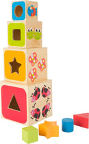 small foot Stapelwürfel aus Holz, mit bunten Tiermotiven und integriertem Steckspiel, für Kinder ab 12 Monate, 10627 Spielzeug