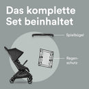 Easywalker Rockey S Reisebuggy & Kinderwagen 0-22 kg, Cabin Size, Automatisch Faltbar, Leicht & Kompakt, Babyschalen Kompatibel – Pure Black
