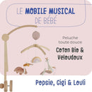Noukie's - Mobile mit Musik Holz Gigi, Louli & Popsie - Mobile Wiege, Gitterbett, Laufstall - Lernspielzeug