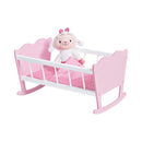 PINOLINO Puppenwiege Jasmin, Set 4-tlg - rosa & weiß, inkl. Bettzeug Kleine Herzen, Holz, MDF, Puppenbett für Kinder ab 2 Jahren