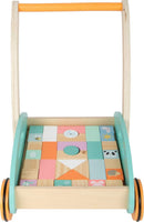 small foot Lauflerwagen "Pastell", inkl. 34 Holzbausteine mit süßen Tiermotiven, ab 12 Monaten, 11766