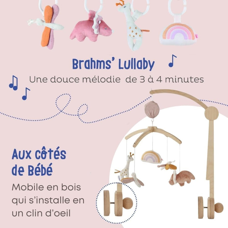 Noukie's - Mobile mit Musik Holz Gigi, Louli & Popsie - Mobile Wiege, Gitterbett, Laufstall - Lernspielzeug