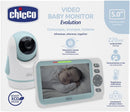 Chicco Video Babyphone Evolution , motorisierte, drehbare Kamera für Babys und Kinder mit 5"-Farbbildschirm, 220 m Reichweite, Nachtsicht, Thermometer, weißes Rauschen, Mikrofon und Lautsprecher