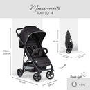 Hauck Buggy Rapid 4 bis 25 kg, Kinderbuggy Klein Zusammenklappbar, mit Liegefunktion, Höhenverstellbar, Großer Korb