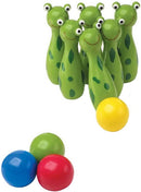 small foot Kegel „Frosch“ aus Holz, mit 6 Kegeln und 4 Kugeln, lustiges Spiel für Kinderzimmer oder Garten, 8166