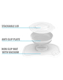 Twistshake Click-Mat + Platte | Anti-Rutsch-Geschirrset für Babys | Babyteller + Baby-Tischset (38x25) | BPA-freier Baby-Entwöhnungsteller | Essenstrainingsplatte für Kinder ab 6 Monaten | Grau