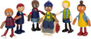 small foot Biegepuppen-Familie Diversität, 6 Puppen aus Holz unterschiedlichen Alters, Geschlechts und Hautfarbe, 12396