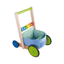 HABA 6432 - Lauflernwagen Farbenspaß, Lauflernhilfe aus Holz und Textil mit bunten Spielelementen, Transportfach für Spielsachen, Bremse und Gummirädern, ab 10 Monaten