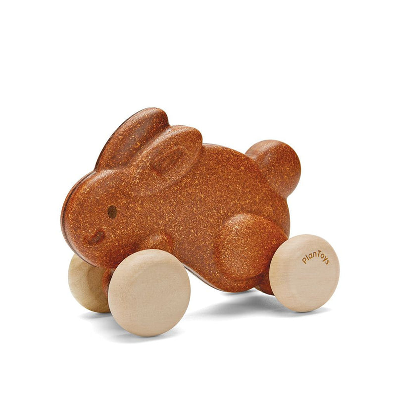 PlanToys brown Push Along Bunny wooden toy