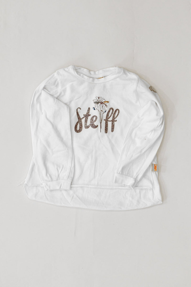 Longsleeves, size 86, white, glitter, flower | Steiff