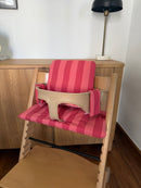 St. Tropez gestreiftes Kissen-Set, wasserdicht, kompatibel mit dem Stokke Tripp Trapp Hochstuhl – Pink auf Pink