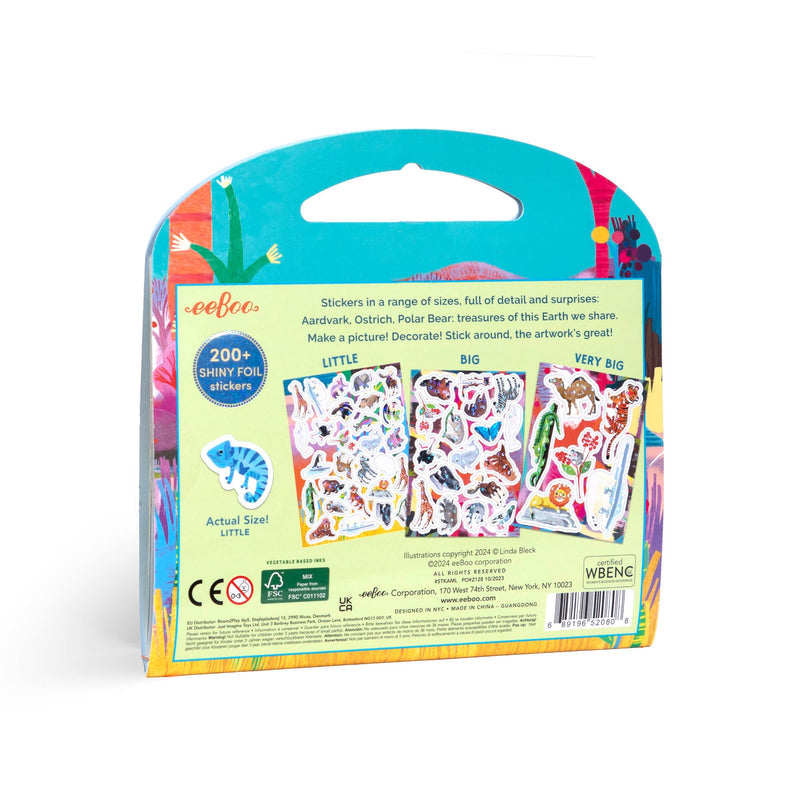 Wunderbares Stickerbuch mit glänzenden Tieren