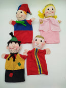 Handpuppen-Set von 4 Charakteren – Narr, Prinzessin, Schurke, König