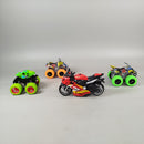Fahrzeug Set von 4 – Motorrad, Monstertruck & 2 Quads