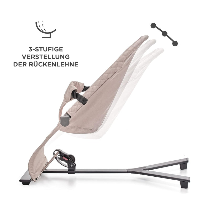 Kinderkraft Babywippe MIMI, Spielbügel mit 2 Spielzeuge, verstellbare Rückenlehne, Weiches Material, Minimalistische Skandinavisches Design, Zusammenklappbar