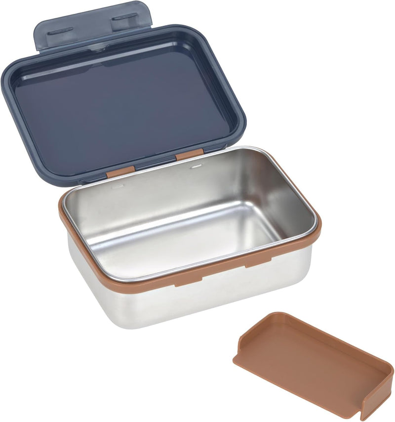 LÄSSIG Kinder Brotdose Edelstahl Lunchbox Frühstücksbox Nachhaltig Kindergarten Schule/Lunchbox Stainless Steel Little Gang Smile navy