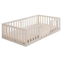roba Montessori Floor Bed 70 x 140 cm for Children - Includes Slatted Base & Fall Protection - Floor-Level Sleeping Concept for Toddlers - Stone Washed