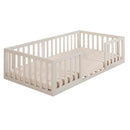 roba Montessori Floor Bed 70 x 140 cm for Children - Includes Slatted Base & Fall Protection - Floor-Level Sleeping Concept for Toddlers - Stone Washed