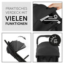 hauck Travel N Care, Schwarz - Reise Buggy für Kinder ab Geburt bis 22 kg - mit Liegefunktion - Leicht 6,9 kg - Kompakt - Klein Zusammenklappbar - UPF 50+ - EVA Räder - Korb bis 3 kg