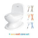Nûby - My Real Potty - Töpfchen mit echtem Spülgeräusch & Nagelpflege-Set für Babys (Farbe nicht wählbar: Rosa, Grau oder Blau) - Promo Pack