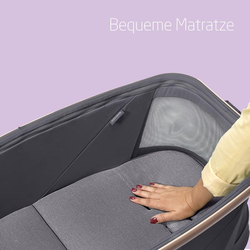 Maxi-Cosi Alba All-in-1-Stubenwagen, Einfacher Wechsel Zwischen Baby Stubenwagen, Baby Wiege und Hochstuhl, 0 Monate-3 Jahre (15 kg), Kompatibel mit Maxi-Cosi Alba Meal kit, Beyond Graphite