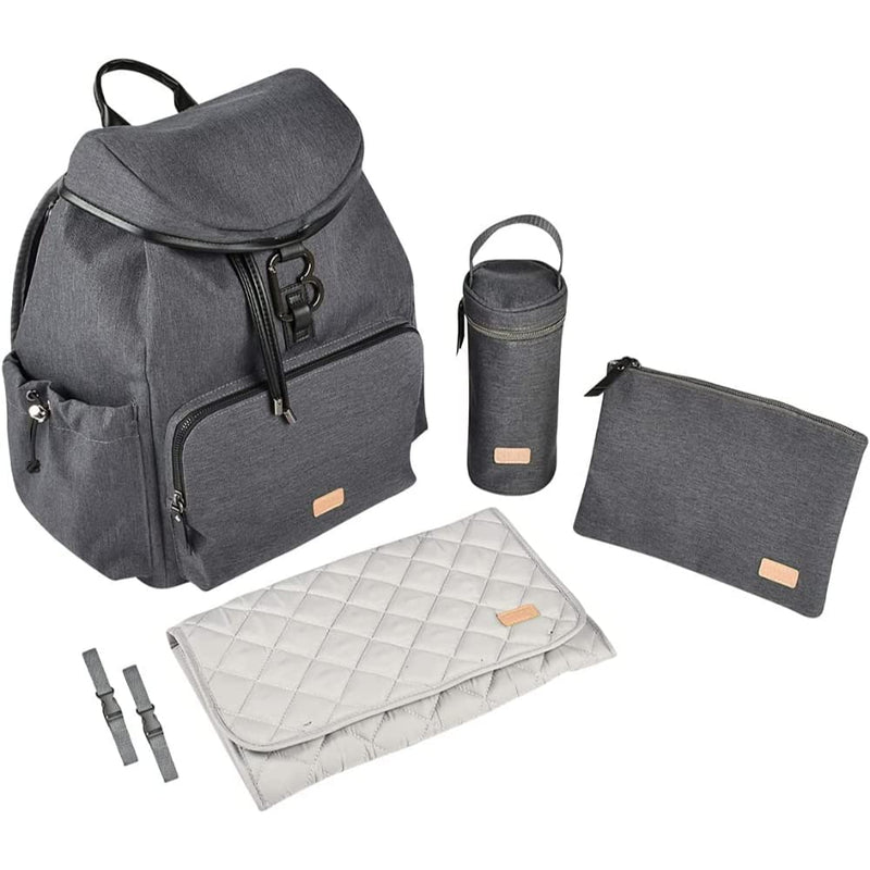 BÉABA, Wickeltasche, Wickelrucksack, Großes Fassungsvermögen 22 l, 13 Aufbewahrungsfächer, Umfangreiches Zubehör, Waterproof, Tasche Vancouver, Dunkelgrau