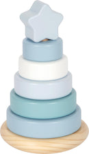 small foot Stapelturm blau aus Holz, 7-teiliges Lernspielzeug in zarten Pastellfarben, Motorikspielzeug für Kinder ab 12 Monaten, 12712