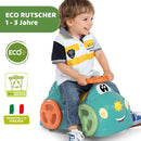 Chicco Rutscher All Around Eco+ Grün, Geeignet für 1-3 Jahre (bis 20 kg), Made in Italy, 75% Recycelter Kunststoff, Schwenkbare Räder, Mechanische Hupe, Aufbewahrungsfach, Inklusive Aufkleber, Türkis