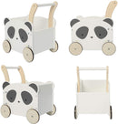 labebe Kinder Lauflernwagen Holz, Baby Panda Lauflernhilfe Mit Stauraum für 1-3 JahreGehfrei/Laufwagen/Toddler Push & Pull Toys/Spielzeug/Kinderwa...