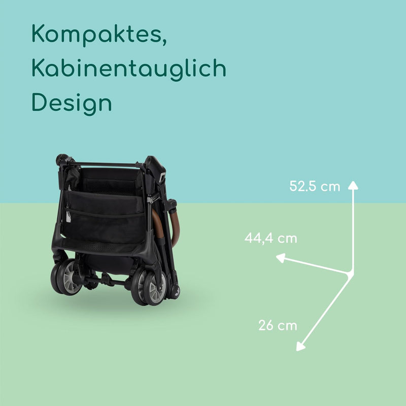 Bebeconfort Zephir, kompakter Baby Kinderwagen, 0–4 Jahre (bis zu 22 kg), leichter Reise Buggy (4,5 kg), in Kabinengröße, flacher und verstellbarer Sitz, Aufbewahrungskorb, Mineral Graphite