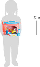 small foot 10856 Spielhaus Friseursalon aus Holz, mit 2 Puppenfiguren, Zubehör und abnehmbarem Dach, ab 3 Jahren