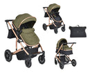Moni Kombikinderwagen 2 in 1 Thira Babywanne, umbaubar, Sportsitz, Fußabdeckung grün