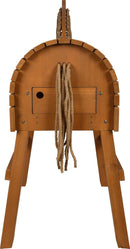 small Foot Holzpferd braun aus Holz, witterungsbeständig, mit Stauraum, inkl. Halfter, Voltigierpferd mit Mähne und Schweif zum Reiten für draußen, 12666
