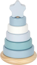 small foot Stapelturm blau aus Holz, 7-teiliges Lernspielzeug in zarten Pastellfarben, Motorikspielzeug für Kinder ab 12 Monaten, 12712