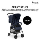 hauck Buggy Sport, Dark Blue - Federleichter Reisebuggy 5,9 kg - mit Liegefunktion für Kinder ab Geburt bis 15 kg - Klein Zusammenklappbar, Großer Einkaufskorb bis 3 kg