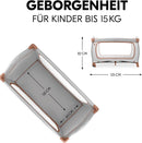 hauck Reisebett Sleep N Play Go Plus, Dusty Cork - Baby Kinderreisebett mit Rädern, Tragetasche, Faltboden und Großen Schlupf zum Spielen - ab Geburt bis 15 kg - Klein Zusammenklappbar
