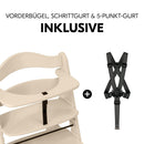 hauck Alpha+, Vanilla - Mitwachsender Holzhochstuhl aus Buche für Kinder ab 6 Monaten bis 90 kg - Inklusive 5 Punkt Gurt, Schrittgurt, Schutzbügel - Kompatibel mit viel Zubehör