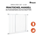 hauck Open N Stop 2, Weiß– Schutzgitter Treppe und Tür 96–101 cm – Kindersicheres Absperrgitter ohne Bohren – Manuelle 1 Hand Öffnung – nur für Innen