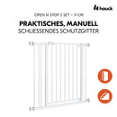 hauck Open N Stop 2, Weiß – Schutzgitter Treppe und Tür 84–89 cm – Kindersicheres Absperrgitter ohne Bohren – Manuelle 1 Hand Öffnung – nur für Innen